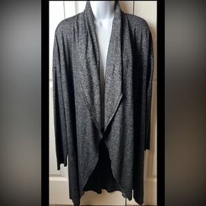 SOFT SURROUNDINGS Cardigan Sweater Tunic Duster Black Gray Open Soft Small